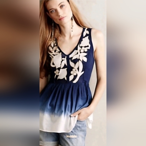 Anthropologie Tops - Anthropologie Floreat Dip Dyed Peplum Tank, Size XL